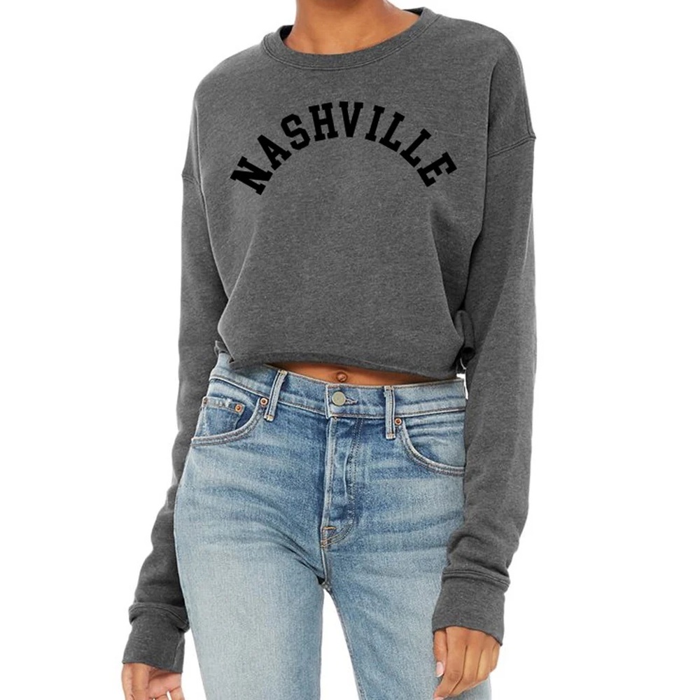 Bella Canvas Gray Crewneck Sweatshirt Nashville Print